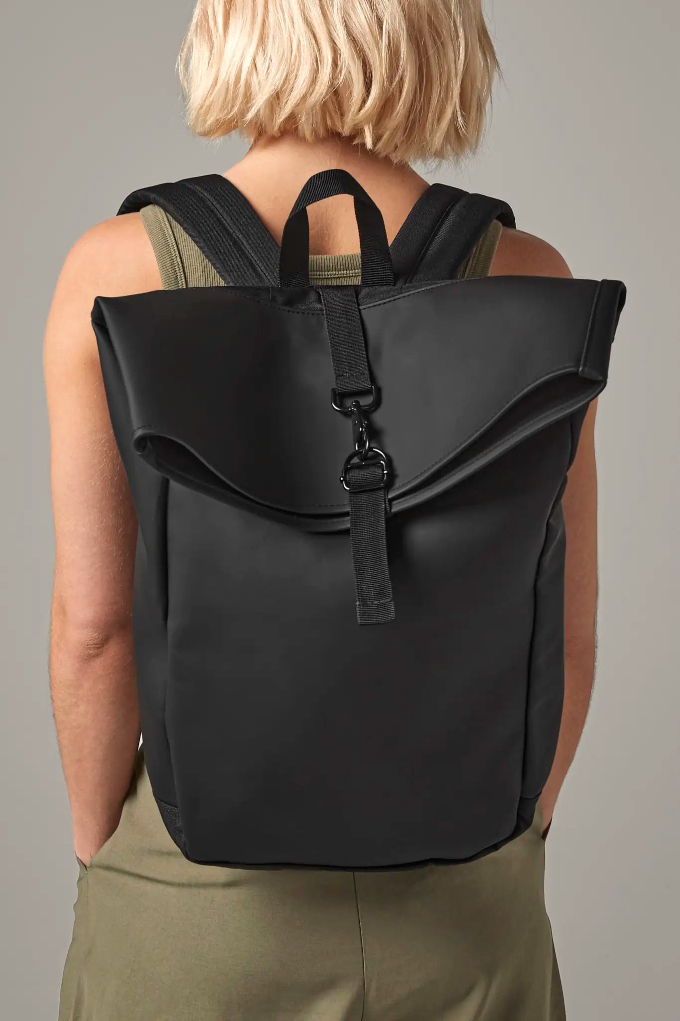 all-groups Matte PU Roll Top Backpack