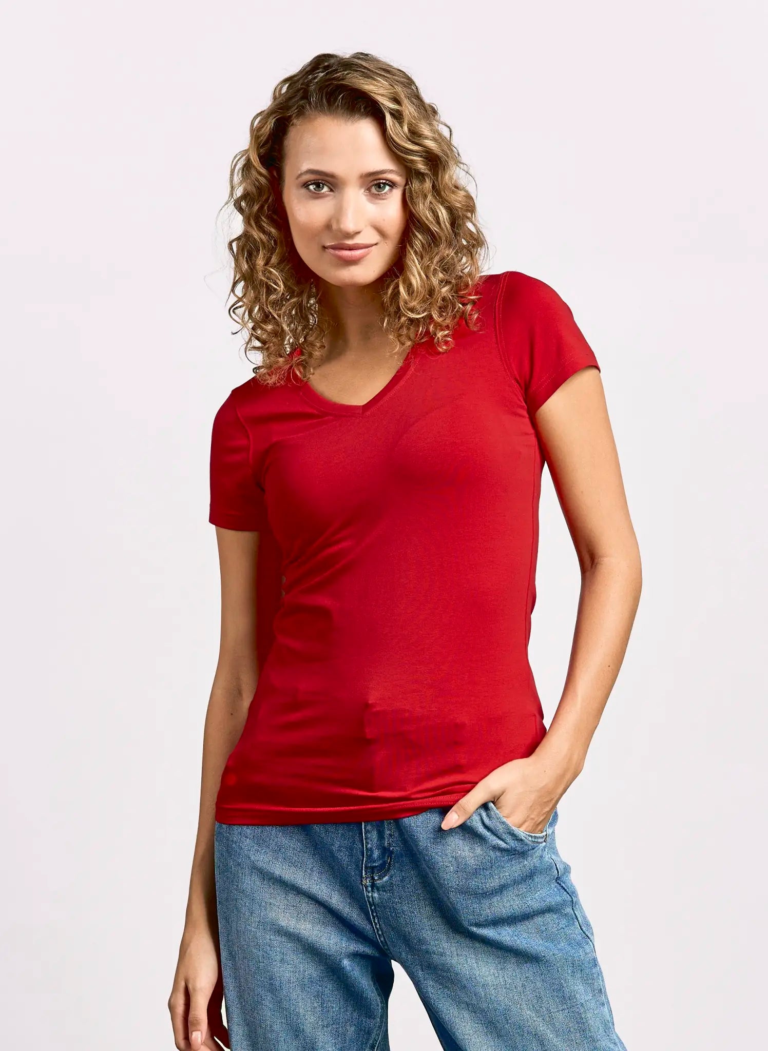 all-groups Women's Slim Fit V Neck T