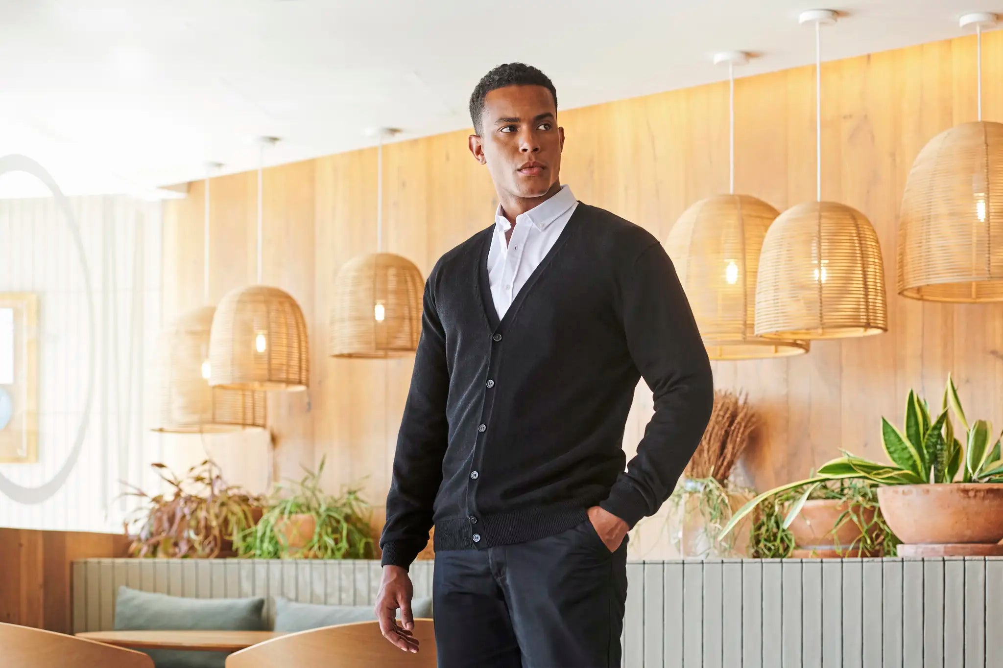 all-groups Men's Lightweight V Neck Cardigan